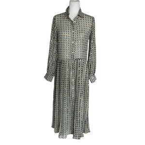 The Shirt Rochelle Behrens Navy Blue Metallic Gold Geometric Midi Shirt Dress XS